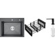Кухонная мойка Schtoff Best Black 6050 + коландер KR-1 BLACK + дозатор SD-1 BLACK
