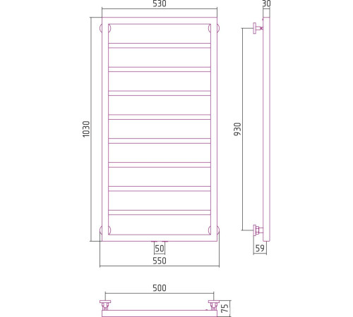 Полотенцесушитель Сунержа Канцлер 1000x500 00-0254-1050