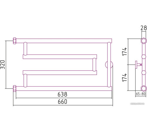 Полотенцесушитель Сунержа High-Tech model G 320x650 00-4051-3265