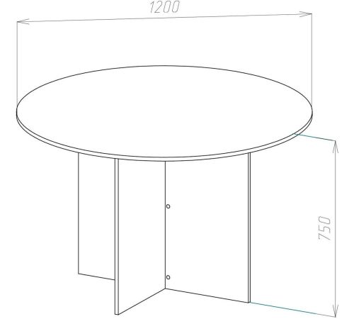 Офисный стол для переговоров МДК СП-К круглый 1200x1200x750 дуб млечный