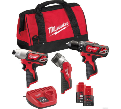 Milwaukee М12 ВPP3А-202B 4933441225 шуруповерт, винтоверт, фонарь, 2 АКБ, сумка