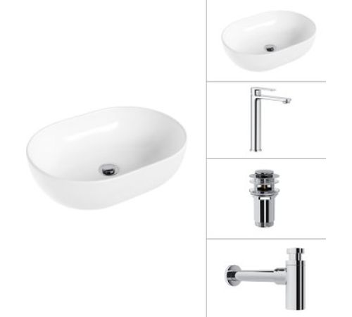 Умывальник Lauter 21836A + Moon 21СK81691C + сифон 21635CH + дон.клапан 21190CH хром
