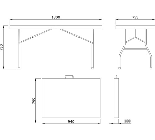 Стол AksHome складной пластиковый 180 белый