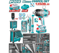Гайковерт Total THPTCS82882 с 2-мя АКБ, кейс, набор инструментов