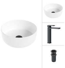 Умывальник Lauter 21499-31 + Cascade 21СК0655BS с донным клапаном 21190B черный матовый