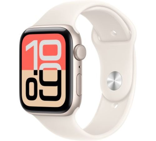 Умные часы Apple Watch SE 3 44 мм алюминиевый корпус, звездный свет/звездный свет, спортивный силиконовый ремешок S/M