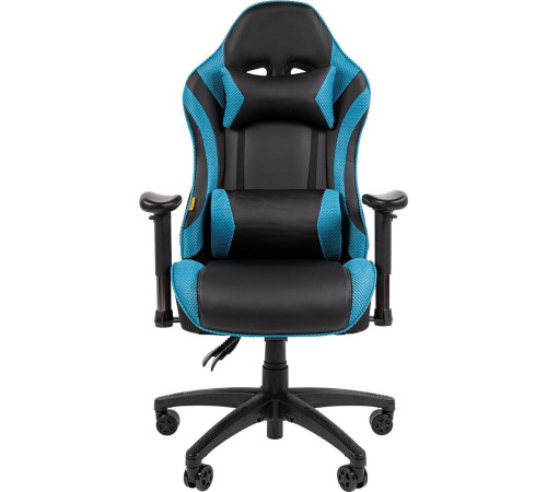 Игровое геймерское кресло CHAIRMAN CH43 экокожа, черный/бирюзовый