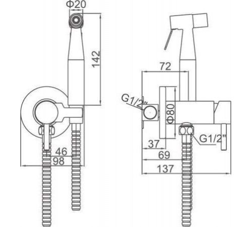 Смеситель с лейкой для биде Ledeme L75398-2