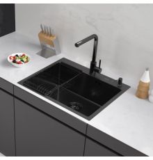 Кухонная мойка ARFEKA ECO AR мойка 600*500, коландер F, дозатор BLACK DECOR VOLCANIC