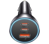 Автомобильное зарядное Baseus Golden Contactor Pro Triple Fast Charger Car Charger 65W CGJP010013 темно-серый