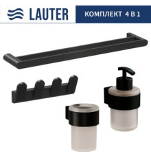 Набор аксессуаров для ванной Lauter 21TS3019 + 21TS3021 + 21TS3009 + 21TS3002 Matt Black, 4 предмета