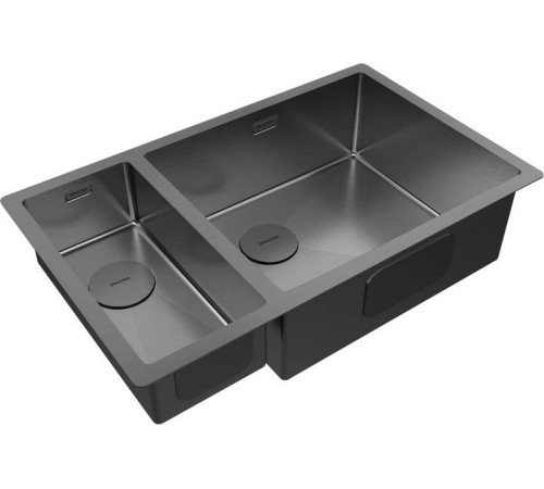 Кухонная мойка Paulmark Next 69/2S Uni PM226944-GMR черный/вороненая сталь