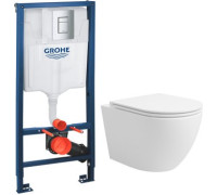 Унитаз подвесной Lauter Vortex 2110830 + GROHE Rapid SL 38772001 с кнопкой прямоугольная, хром