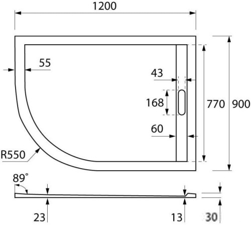 Душевой поддон Cezares Tray-AS-RH-120/90-550-30-W-R 120x90