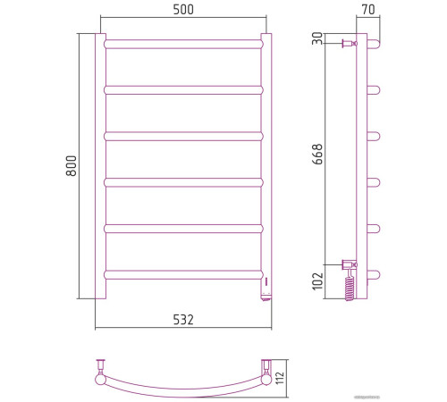 Полотенцесушитель Сунержа Галант 4.0 800х500 МЭМ правый 31-0831-8050
