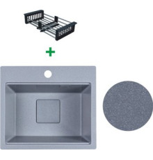 Кухонная мойка Marblan Comfort 48 серебристый, с сифоном и колландером