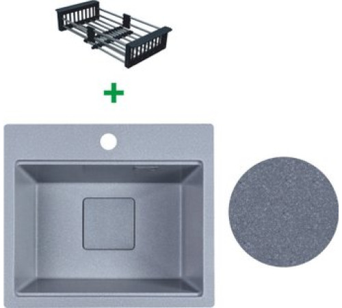 Кухонная мойка Marblan Comfort 48 серебристый, с сифоном и колландером