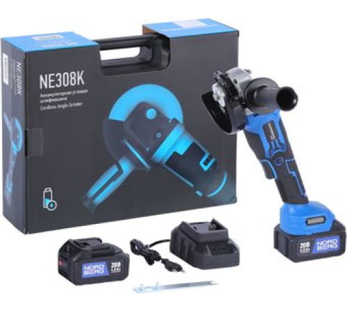 Угловая шлифмашина Nordberg NE308K с 2-мя АКБ, кейс