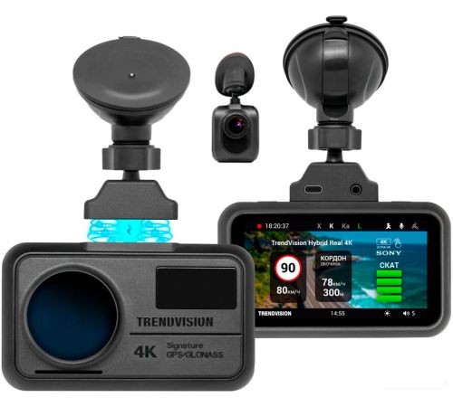 Видеорегистратор-радар детектор-GPS информатор 3в1 TrendVision Hybrid Signature Real 4K 2CH