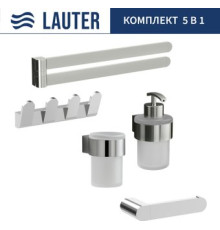 Набор аксессуаров для ванной Lauter 21TS3018 + 21TS3020 + 21TS3008 + 21TS3012 + 21TS3003 Chrome, 5 предметов