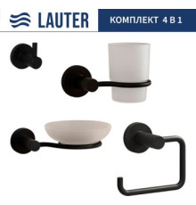 Набор аксессуаров для ванной Lauter 21TS20116 + 21TS20114 + 21T2010 + 21TS20112 Matt Black, 4 предмета