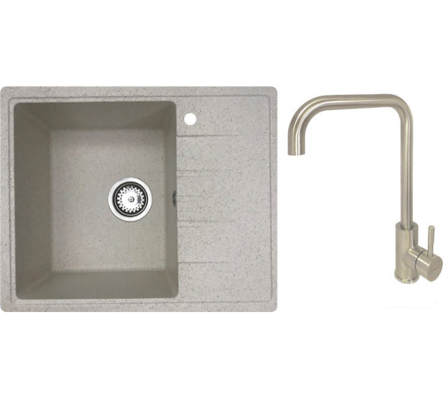 Кухонная мойка БелЭворс Mila L + смеситель W4998-4 бежевый