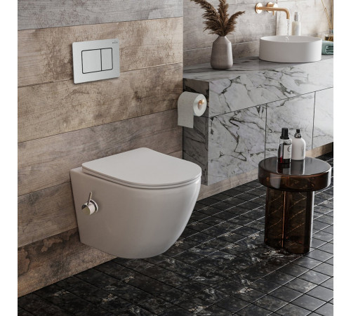 Унитаз подвесной Roxen Antares Bidet в комплекте с инсталляцией StounFix Dual Fresh 6 в 1 968424 кнопка: сатин