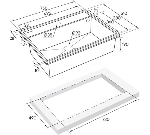 Кухонная мойка Paulmark Stepia 80 PM117551-WH белый