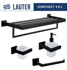 Набор аксессуаров для ванной Lauter 21SH71062 + 21SH71092 + 21SH71072 + 21SH71152 Matt Black, 4 предмета