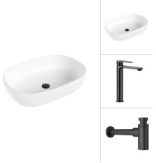 Умывальник Lauter 21836 + Moon 21СК8691BS с сифоном 21635B черный матовый