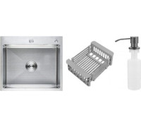 Кухонная мойка Schtoff Best Premium Silver 5550 + коландер KR-1 GREY + дозатор SD-1 GREY