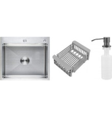 Кухонная мойка Schtoff Best Premium Silver 5550 + коландер KR-1 GREY + дозатор SD-1 GREY