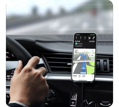 Держатель для смартфона Satechi Qi2 Wireless Car Charger 15W серый космос