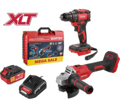 Wortex 1329850 шуруповерт, болгарка, 1 АКБ, кейс
