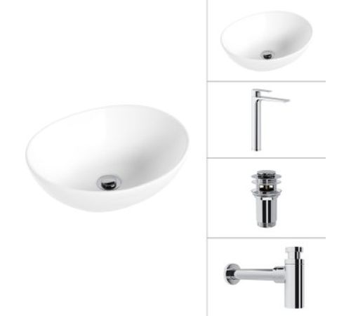 Умывальник Lauter 21652 + Reef 21CK8678C + сифон 21635CH + дон.клапан 21190CH хром