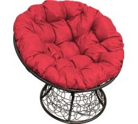 Кресло M-Group Папасан 12020406 черный ротанг/красная подушка