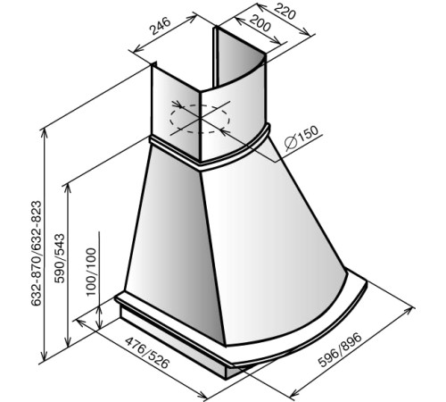 Кухонная вытяжка Elikor Ротонда 60П-650-П3Л бежевый/дуб неокрашенный 843334