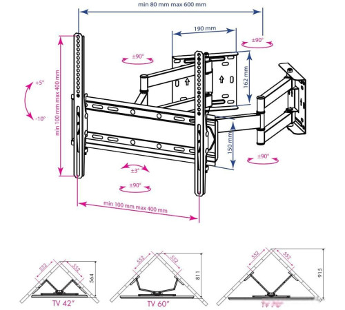 Кронштейн для телевизора Kromax Galactic-44 черный