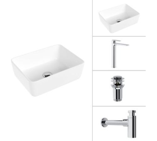 Умывальник Lauter 21674B + Reef 21CK8678C + сифон 21635CH + дон.клапан 21190CH хром