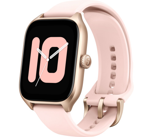 Умные часы Amazfit GTS 4 золотистый, с розовым ремешком из фторэластомера