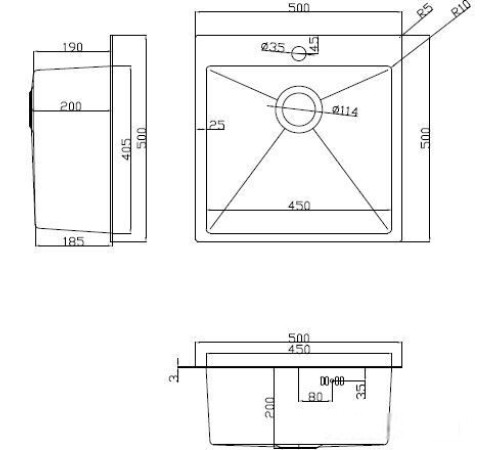 Кухонная мойка ARFEKA ECO AR мойка 500*500, роллер-мат, дозатор Black