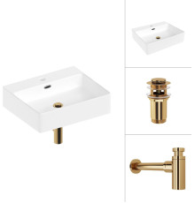 Умывальник Lauter 21478 + клапан 21190G + сифон 21635G золото