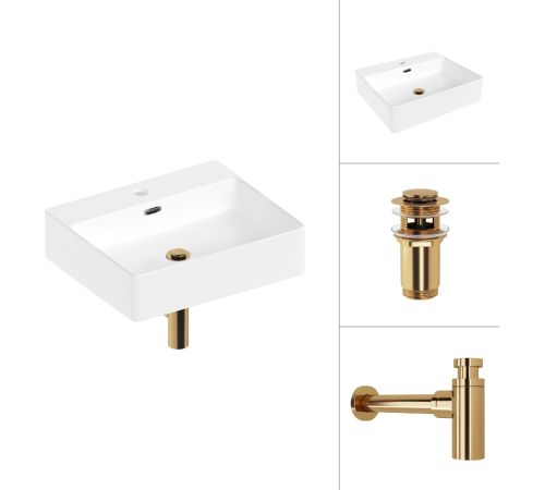 Умывальник Lauter 21478 + клапан 21190G + сифон 21635G золото