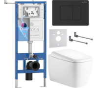 Унитаз подвесной Roxen Martin в комплекте с инсталляцией StounFix Dual Fresh 6 в 1 868621 кнопка: оружейная сталь