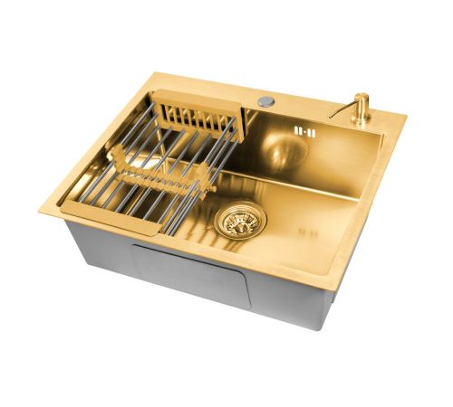 Кухонная мойка Aquaforta 600*500, коландер, дозатор GOLD DECOR