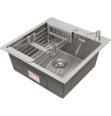 Кухонная мойка ARFEKA AF 500*505, коландер, дозатор Satin