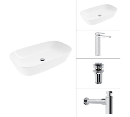 Умывальник Lauter 21393-70 + Cascade 21СК0655C + сифон 21635CH +дон.клапан 21190CH хром