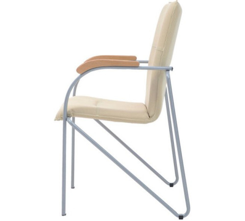 Офисный стул Helmi Самба HL-F03 344614 металл алюминий/экокожа/бежевый/бук BOX2