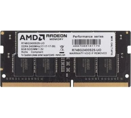 Оперативная память AMD Radeon R7 Performance 8GB DDR4 SODIMM PC4-19200 R748G2400S2S-UO