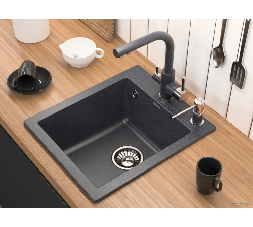 Кухонная мойка Paulmark Kante 40 PM104249-BLM черный/черный металлик